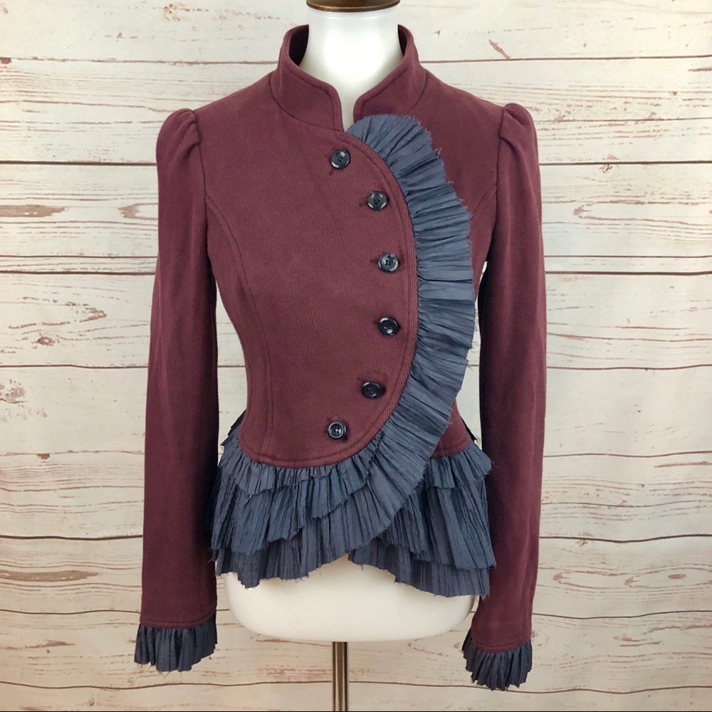 Free People Asymmetrical Puff Sleeve Peplum Blazer